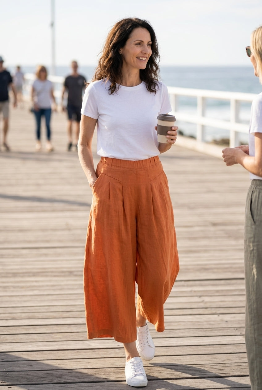 Breathable Wide-Leg Pants for Women, Loose Fit Lightweight Elastic Waistband, for Everyday, Travel, Casual & Relaxed Wea