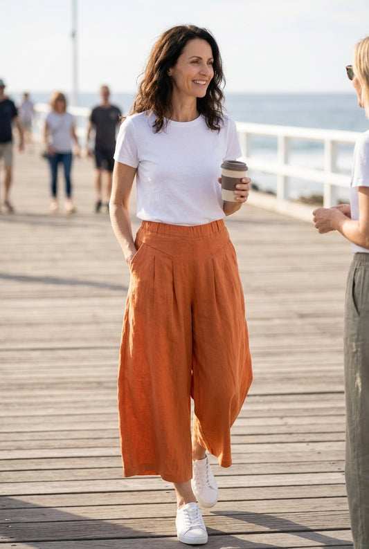 Breathable Wide-Leg Pants for Women, Loose Fit Lightweight Elastic Waistband, for Everyday, Travel, Casual & Relaxed Wea