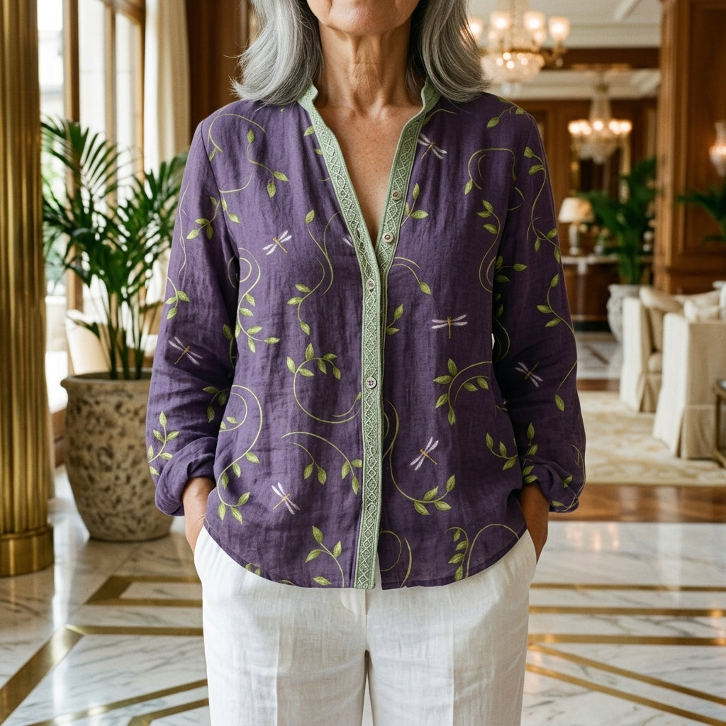 Vela Gitta | Embroidered V-Neck Blouse