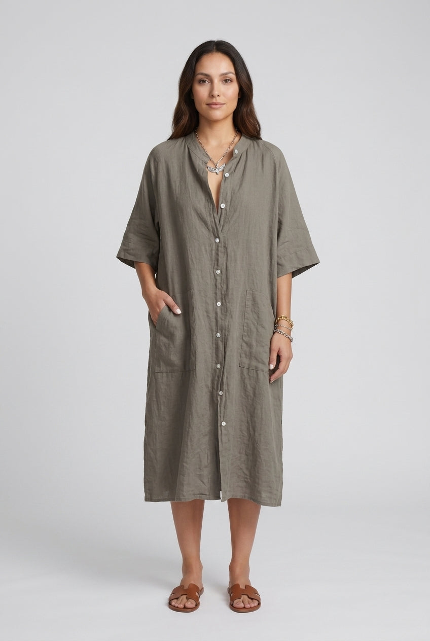 Relaxed Shirt Dress for Women, Lightweight Button-Front Bohemian, for Vacation, Casual Wear, Beach & Everyday