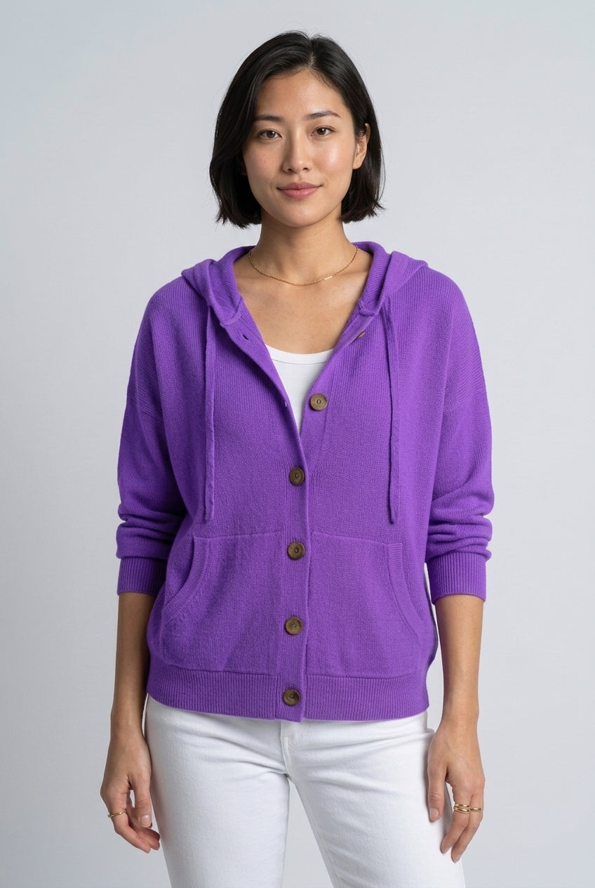 Andrina Evanthe | Button-Up Hooded Cardigan