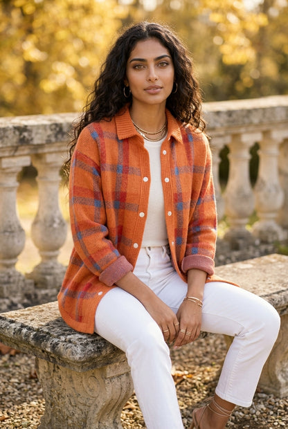 Kata | Oversized Plaid Knit Cardigan