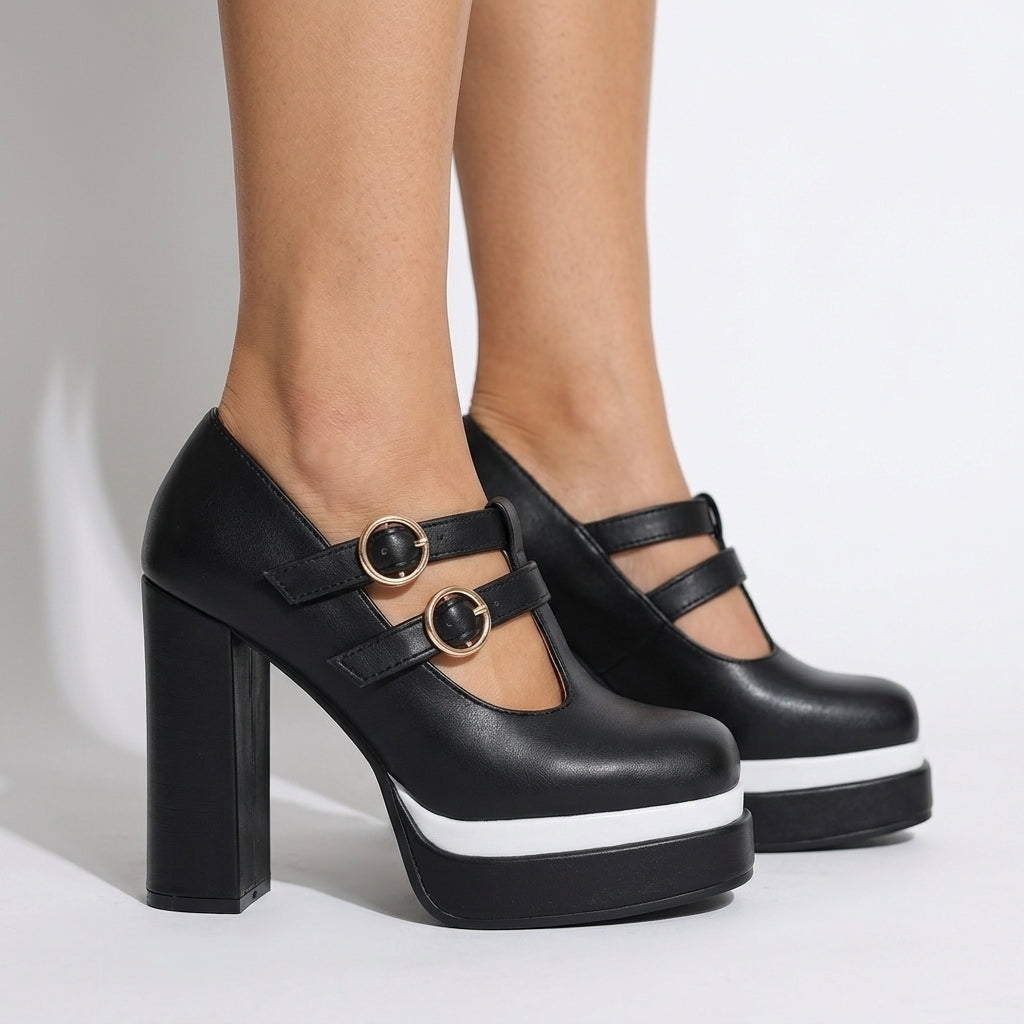 Hyacinth | T-Strap Platform Heels