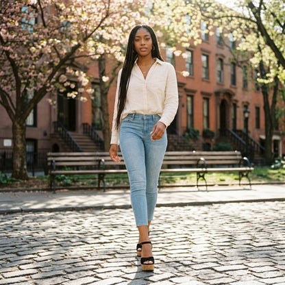 Desiree | Textured Ankle Strap Heel
