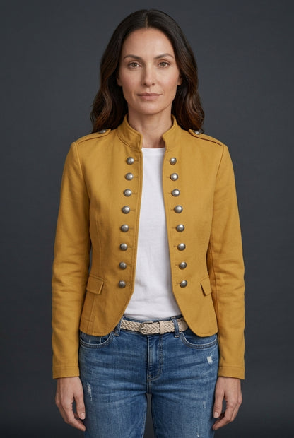 Hela | Women's Double Breasted Military Cropped Jacket with Long Sleeve