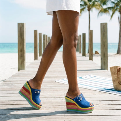 Lisbeth Bettina | Studded Platform Wedge Mules