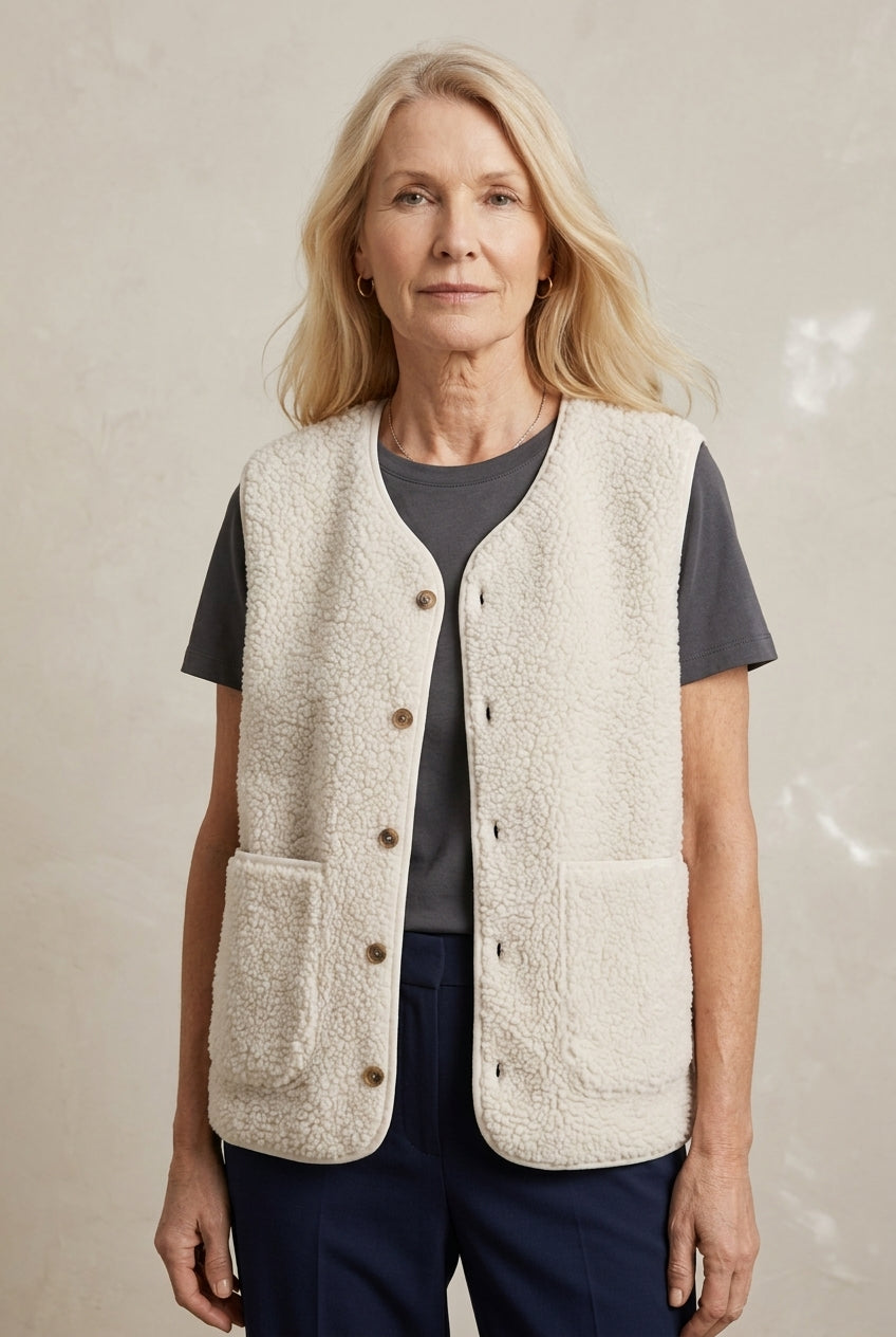 Katya Vivianne | Ribbed Knit Button-Up Vest