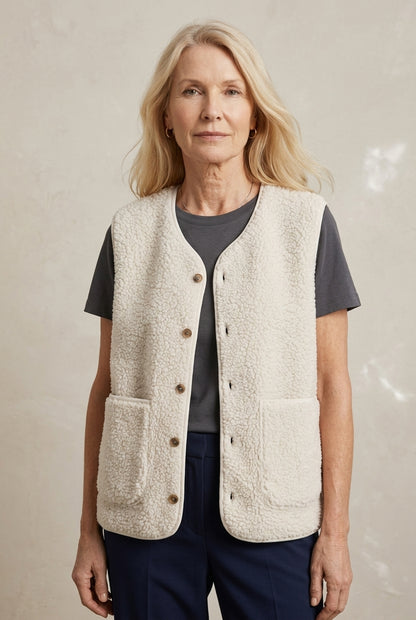 Katya Vivianne | Ribbed Knit Button-Up Vest