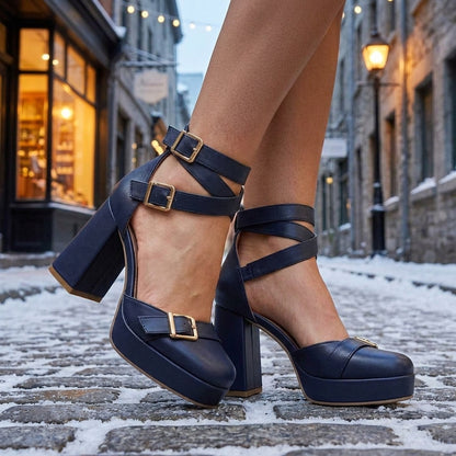 Coralie | Buckle Strap Block Heel