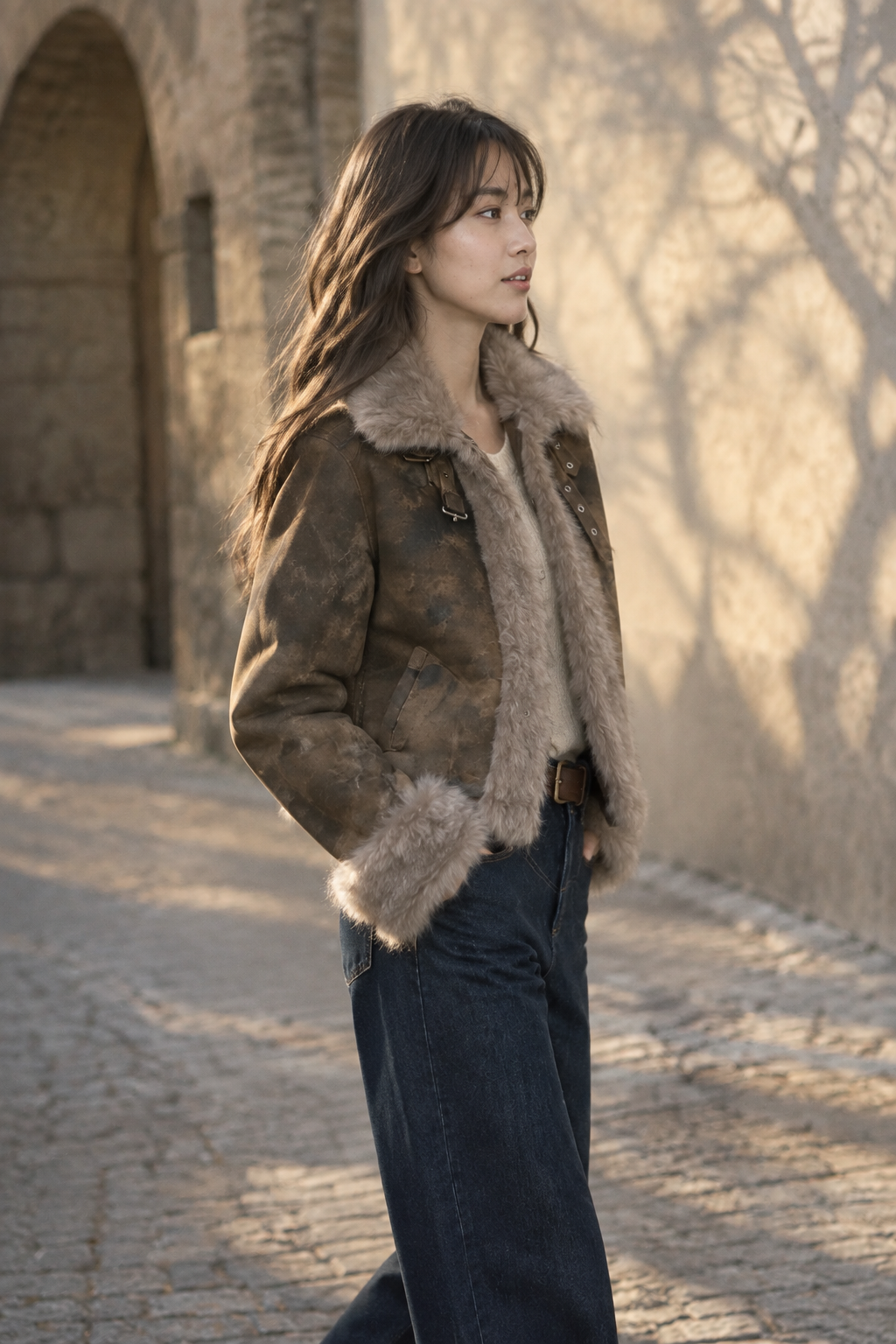 Zuris | Faux Fur Patchwork Biker Jacket