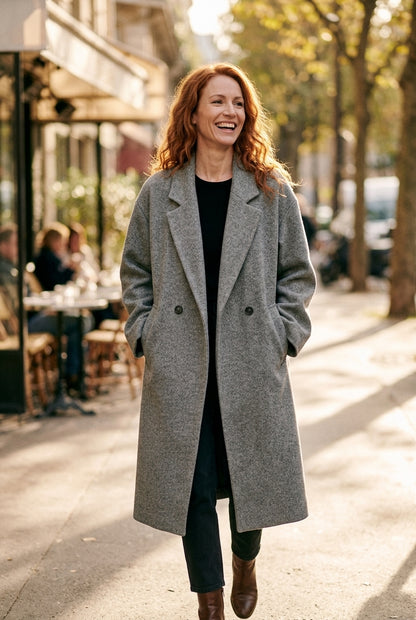 Gilda | Women's Cosy Longline Elegant Tailored Overcoat with Pockets