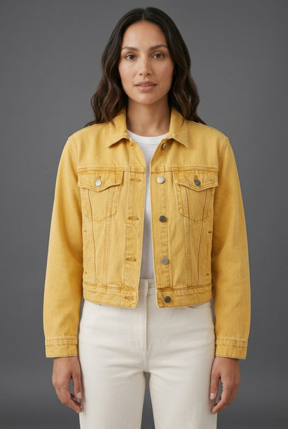 Suvi | Women's Cropped Long Sleeve Button Front Collared Jacket