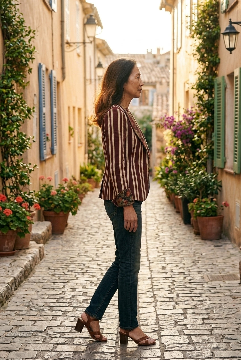 Lauranne | Bohemian Striped Tailored Blazer