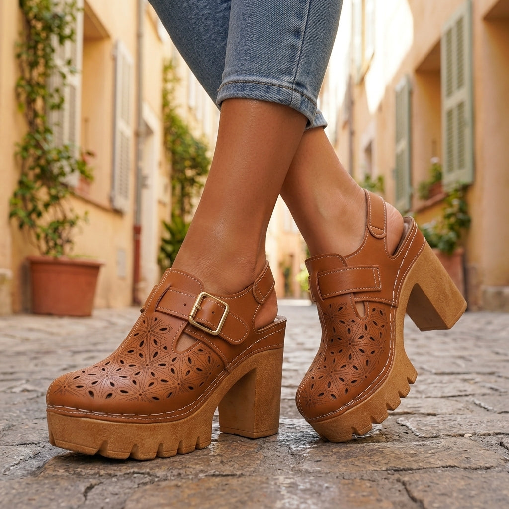 Edith | Vintage Floral Platform Clogs