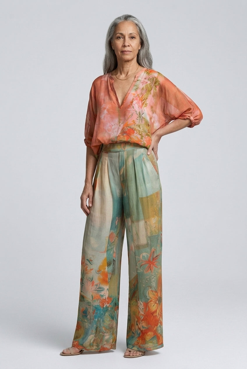 Alicia | Floral Wide-Leg Two-Piece Set