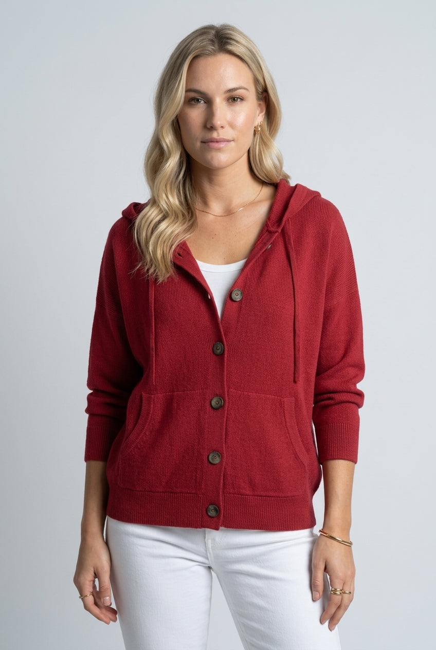 Andrina Evanthe | Button-Up Hooded Cardigan