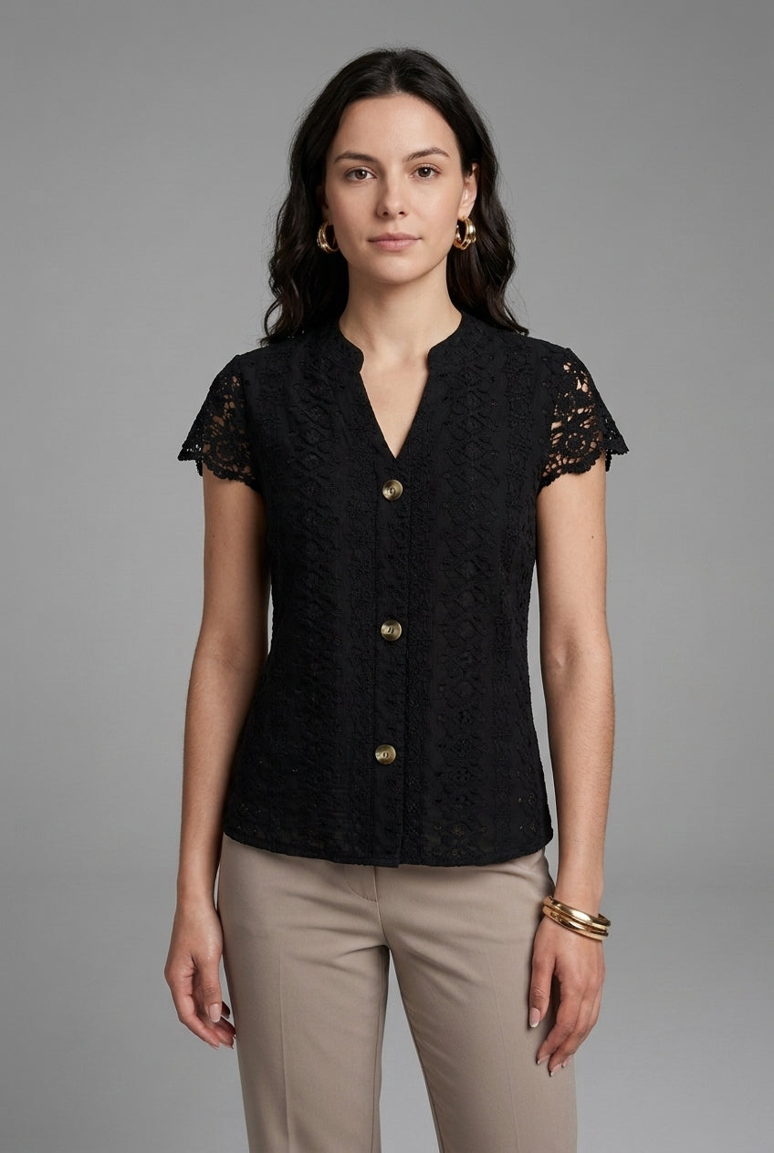 Sylvie | V-Neck Lace Shirt