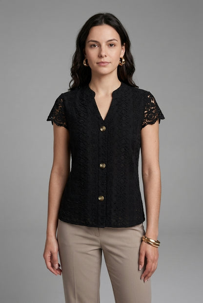 Sylvie | V-Neck Lace Shirt
