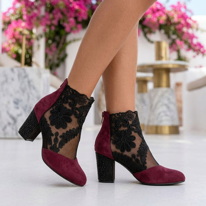 Zelda | Lace Floral Block Heel