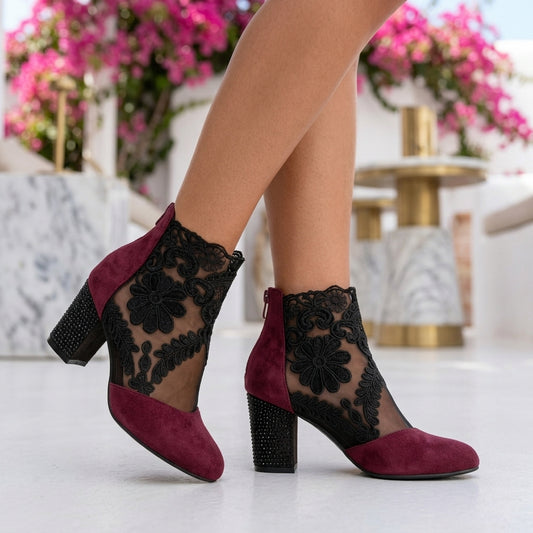 Zelda | Lace Floral Block Heel