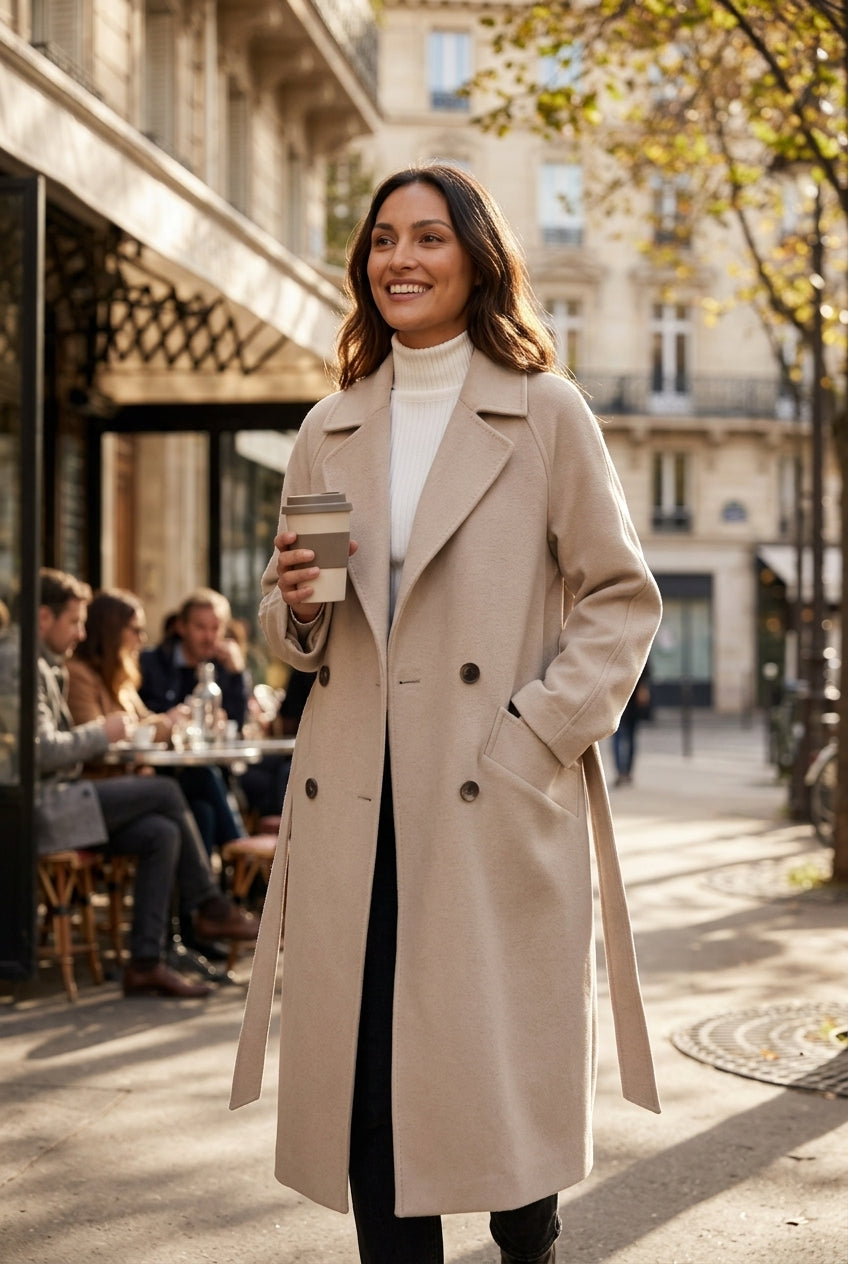 Myla | Women's Longline Overcoat, Streamlined Elegant Coat with Pockets