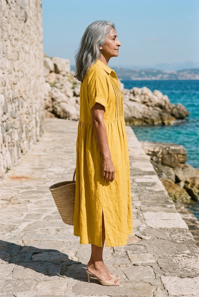 Nathalie | Cotton Button Midi Dress