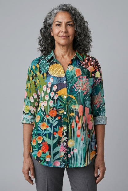 Yseult Mariel | Floral Button-Down Blouse