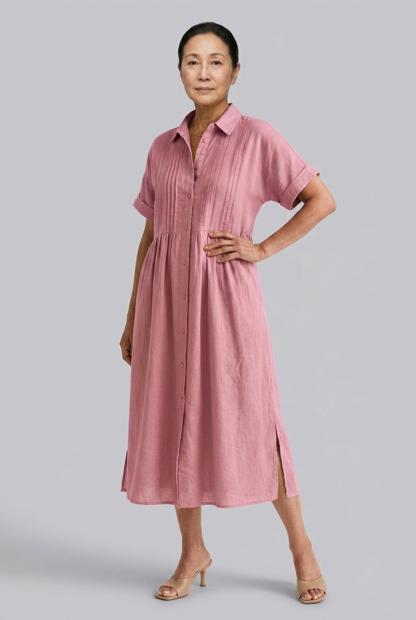Nathalie | Cotton Button Midi Dress