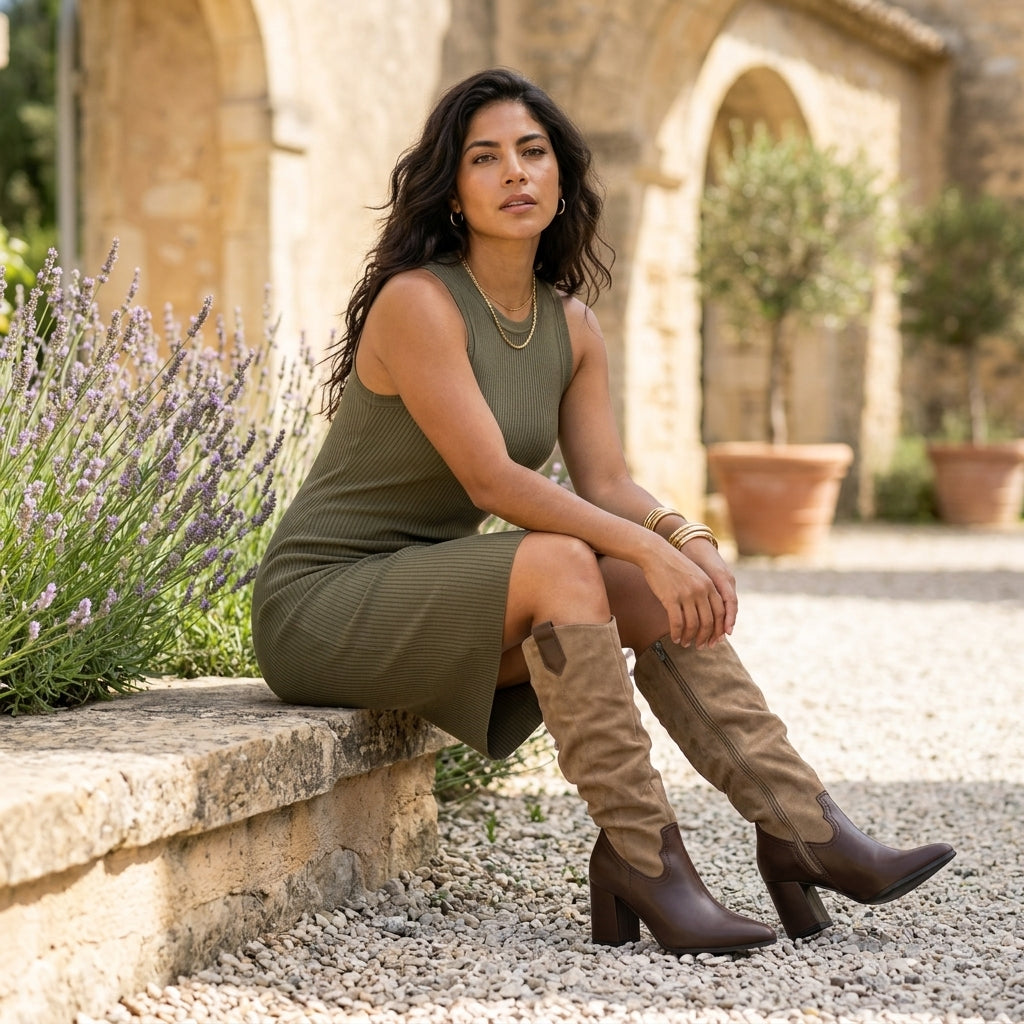 Junea | Patchwork Western Knee-High Boots