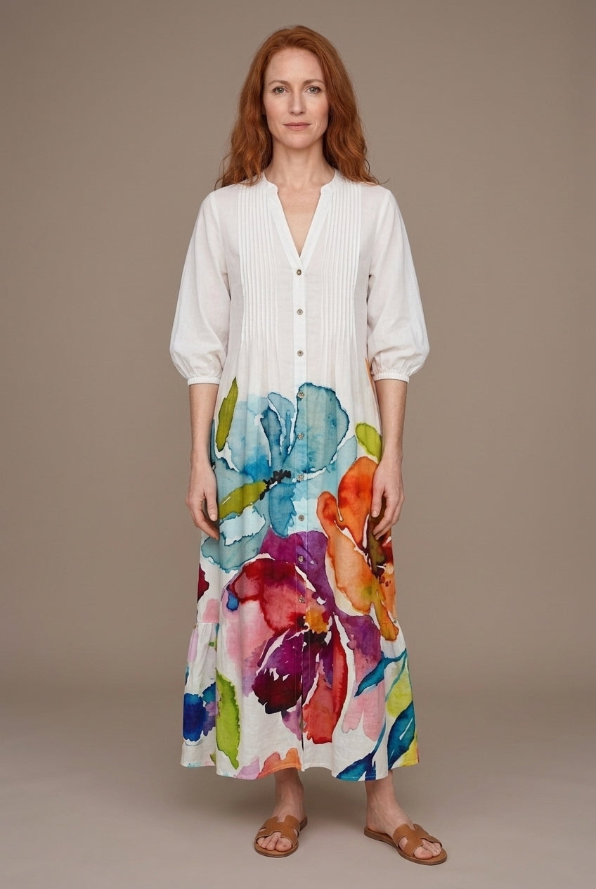 Elegant Wide Boho Dress for Women, Relaxed V-Neckline Flowing Lightweight, for Vacation, Beach, Casual & Everyday Wear