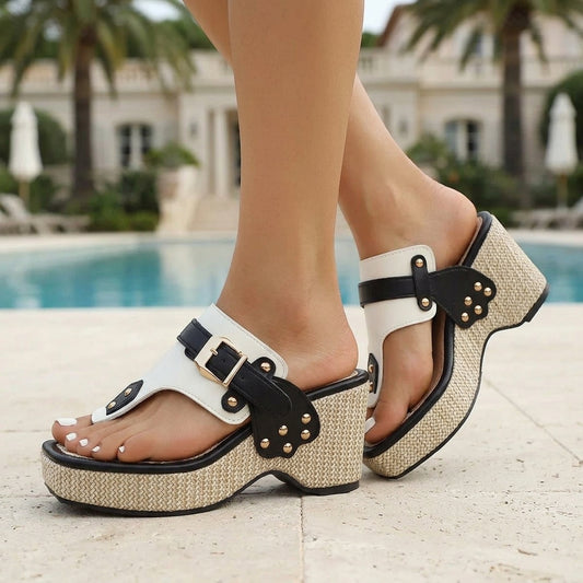 Xiomara Uma | Woven Platform Thong Sandal