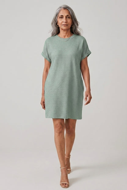 Cosette Tamsyn | Textured Crew Neck Mini Dress