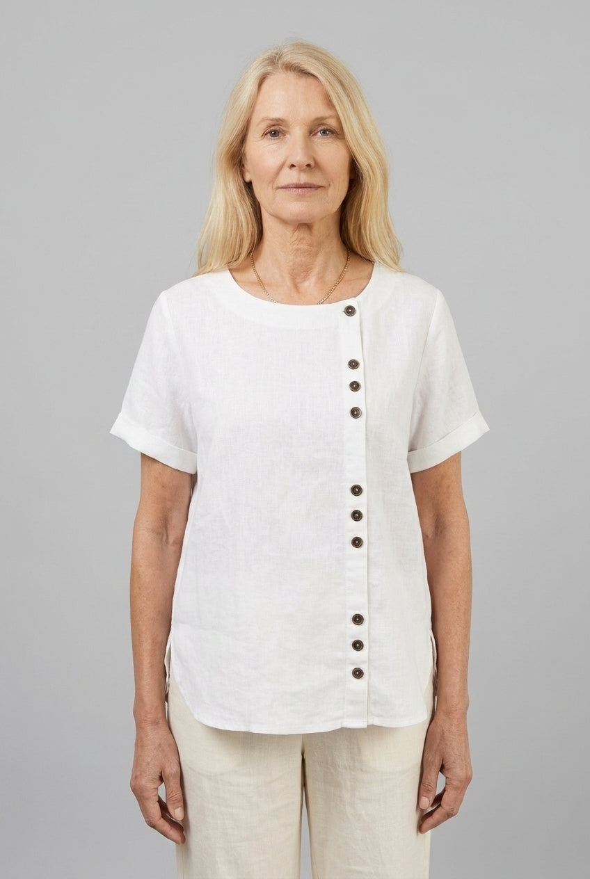 Zenaide | Short Sleeve Round Neck Blouse
