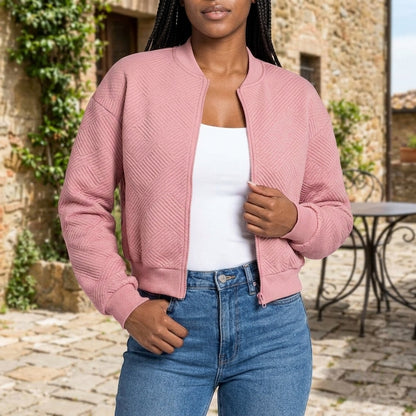 Viva | Diamond-Quilted Cropped Bomber
