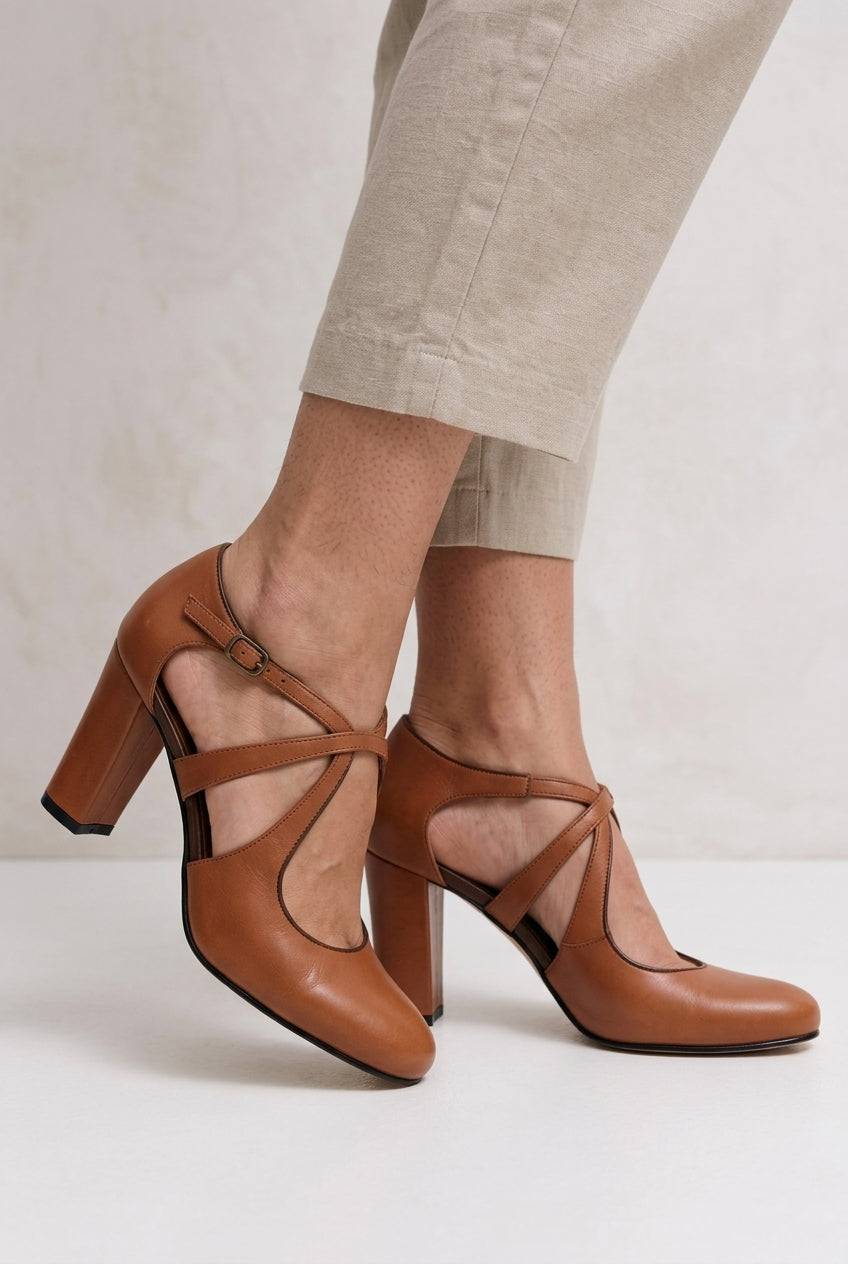 Elegant Comfort Strap Heels for Women, Block Heel with Secure Strap & Shock-Absorbing Sole, for Work, Casual, Dressy & E