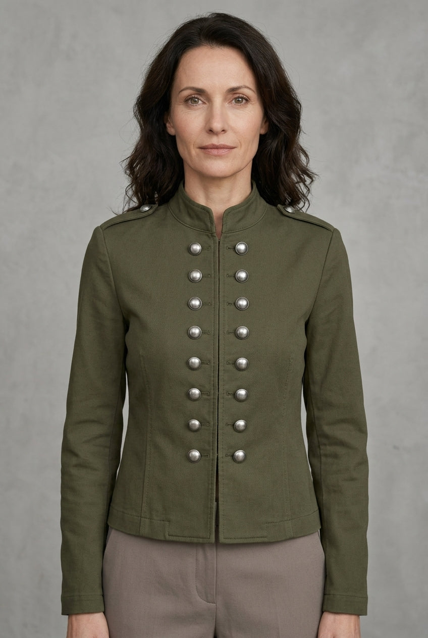 Hela | Women's Double Breasted Military Cropped Jacket with Long Sleeve