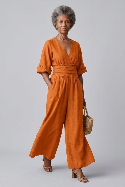 Cassandra | Wrap Wide-Leg Jumpsuit