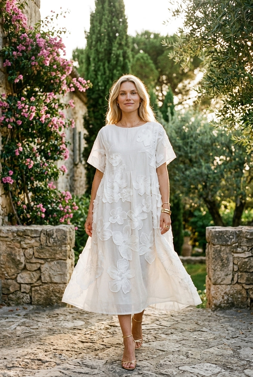 Elegant Loose Dress for Women, Round Neck Flowing Silhouette, for Casual, Social Gatherings & Everyday Wear