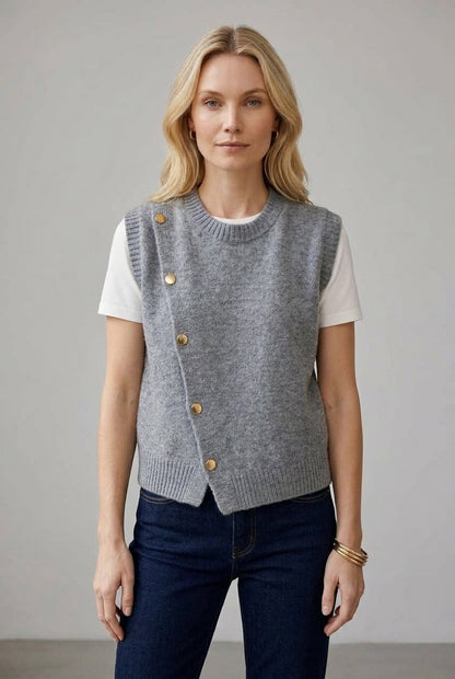 Lenia | Knitted O-Neck Vest Sweater