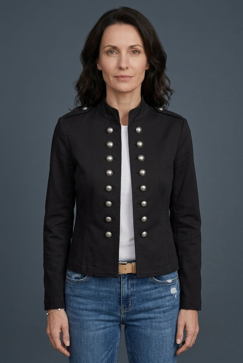 Hela | Women's Double Breasted Military Cropped Jacket with Long Sleeve