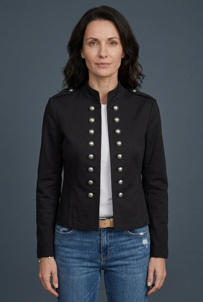 Hela | Women's Double Breasted Military Cropped Jacket with Long Sleeve