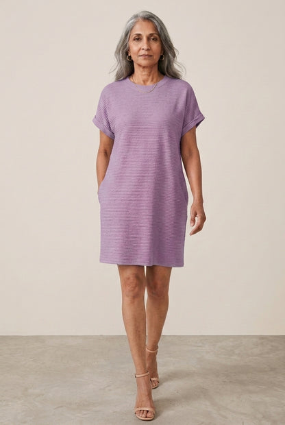 Cosette Tamsyn | Textured Crew Neck Mini Dress