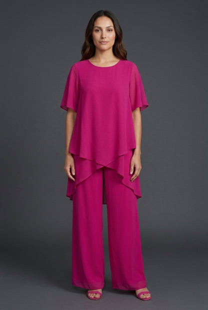Elegant Draped Palazzo Pants Set for Women, Relaxed Flowing Top & Bottoms, for Brunch, Evening, Work & Everyday Wear