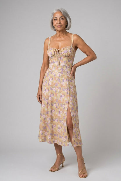 Nella Ume | Floral Sweetheart Midi Dress