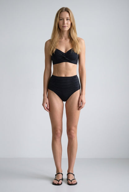 Elegant High-Waist Bikini Set for Women, Bandeau Neckline Smooth Silhouette, for Beach, Vacation, Summer & Everyday Wear