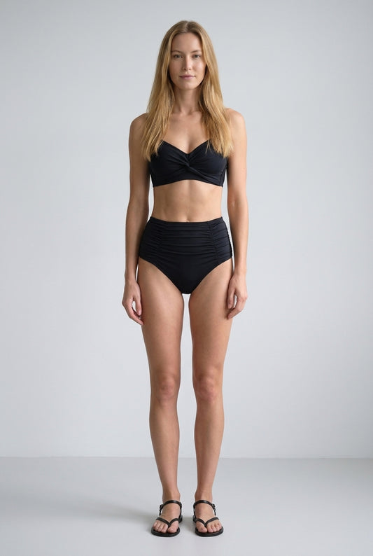 Elegant High-Waist Bikini Set for Women, Bandeau Neckline Smooth Silhouette, for Beach, Vacation, Summer & Everyday Wear