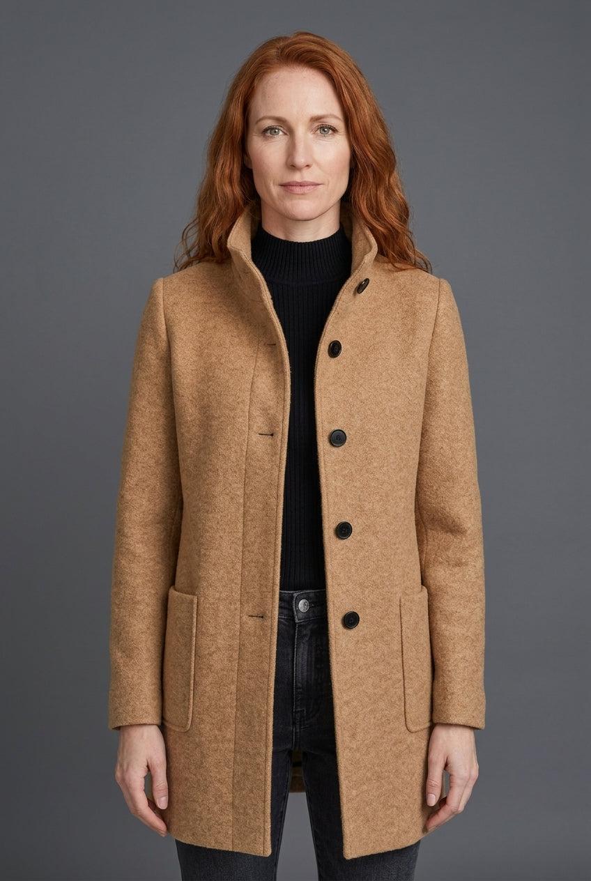 Classic Structured Coat for Women, Tailored Long-Sleeve Soft Warm Elegant, for Work, Office, Everyday & Going Out