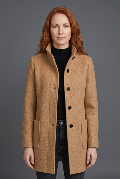 Classic Structured Coat for Women, Tailored Long-Sleeve Soft Warm Elegant, for Work, Office, Everyday & Going Out