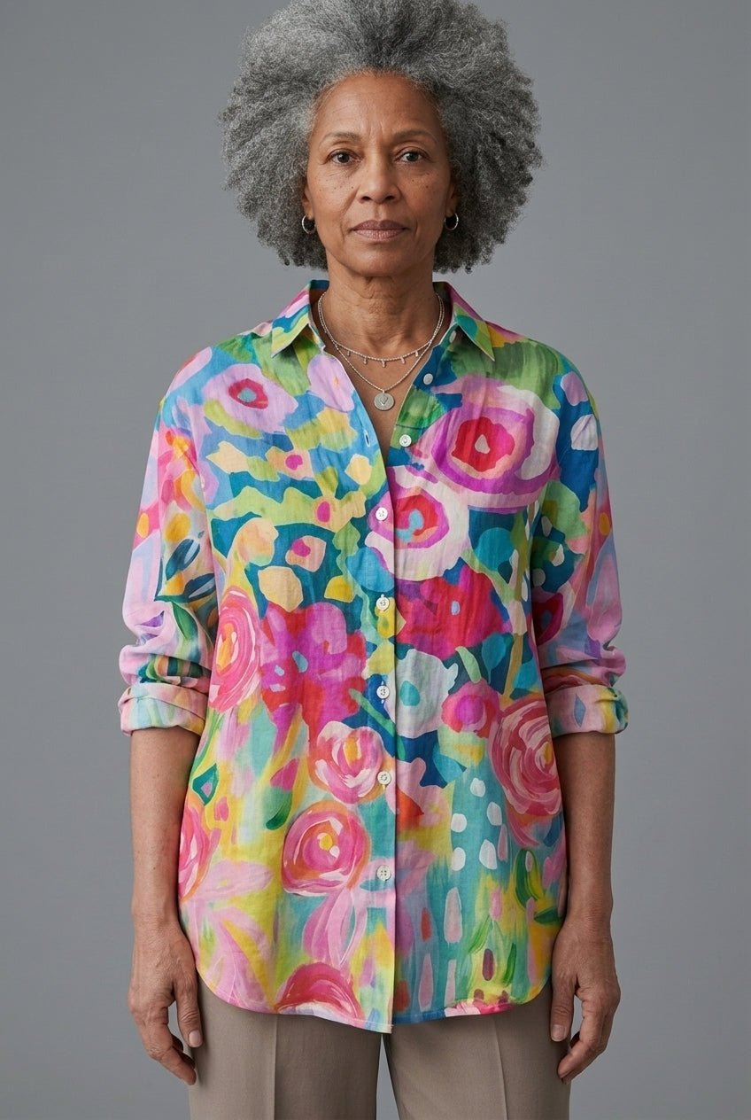 Yseult Mariel | Floral Button-Down Blouse