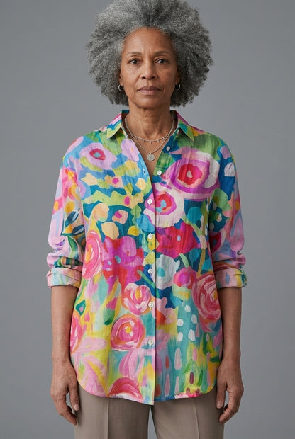 Yseult Mariel | Floral Button-Down Blouse